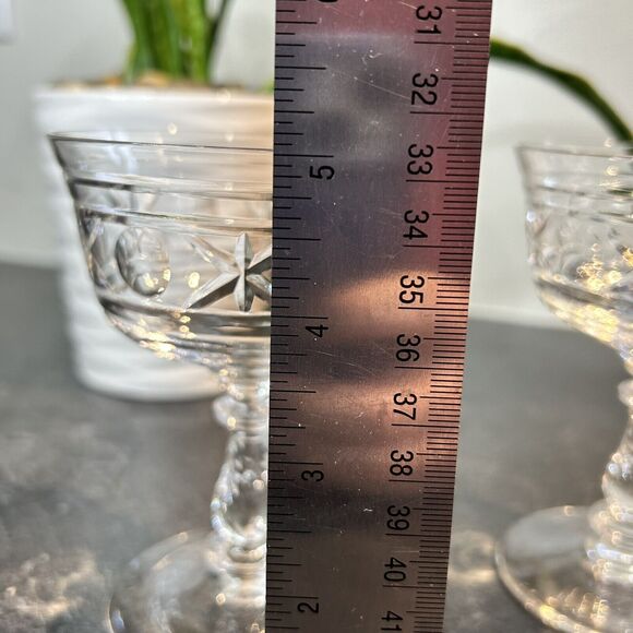 2- Vintage ROCK SHARPE 2003 Etched Crystal Champagne Tall Sherbet Glasses 5” - Picture 5 of 5